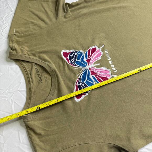 Life is good butterfly green T-shirt Size L - Picture 8 of 8